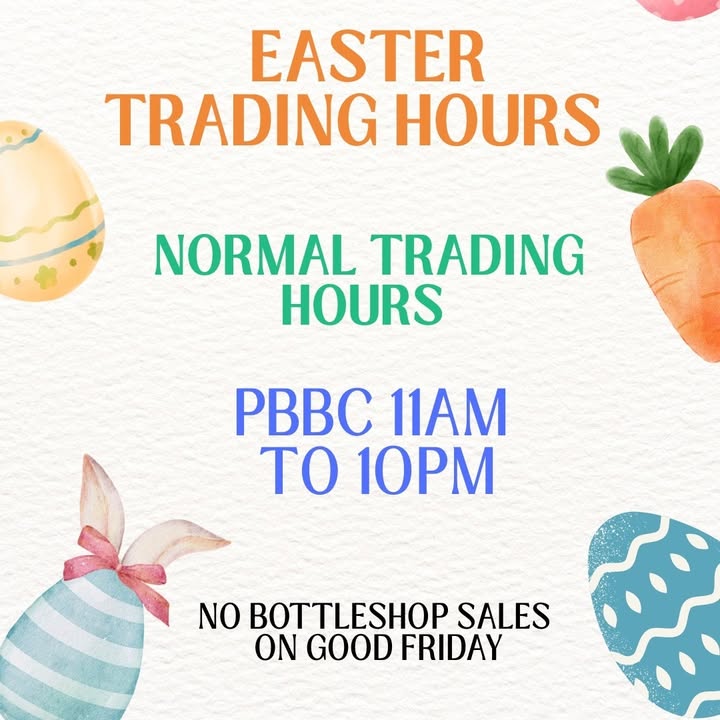 Featured image for “Happy Easter from everyone at PBBC Normal trading hours”