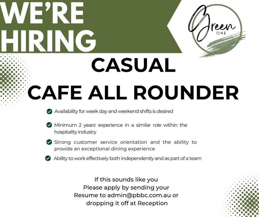 Featured image for “We’re Hiring a Casual Cafe All Rounder at Park Beach Bowls Club”